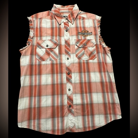 Harley Davidson button up, Harley Davidson Shirt Vest, Embroidered Large - Picture 1 of 9
